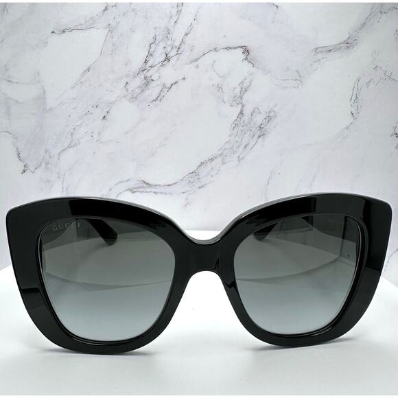 New GUCCI Sunglasses Black Gold Cat Eye Square Gradient Lens Womens main image 15